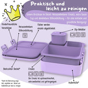 Brotdose mit Fächern, leicht & auslaufsicher - Einhorn lila: 1.000ml BEARFOOT      NATURKINDCHEN