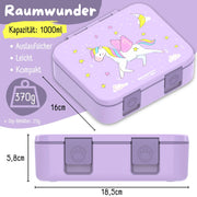 Brotdose mit Fächern, leicht & auslaufsicher - Einhorn lila: 1.000ml BEARFOOT      NATURKINDCHEN