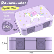 Brotdose mit Fächern, leicht & auslaufsicher - Einhorn lila: 1.000ml BEARFOOT      NATURKINDCHEN