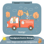 Brotdose mit Fächern, leicht & auslaufsicher - Feuerwehr: 1.000ml BEARFOOT      NATURKINDCHEN
