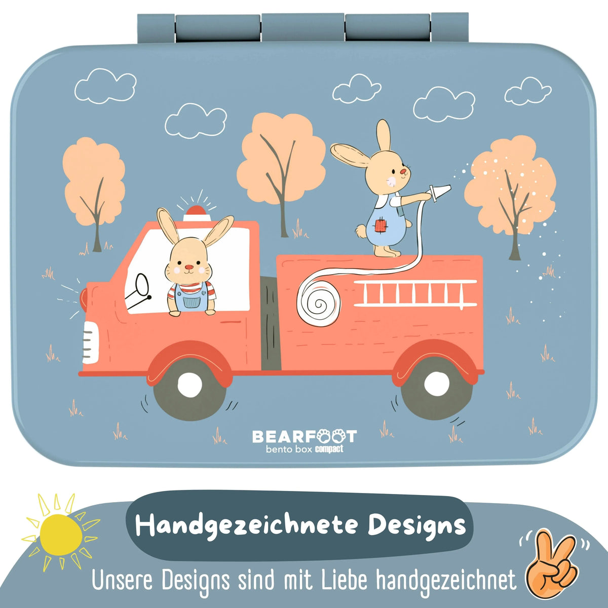 Brotdose mit Fächern, leicht & auslaufsicher - Feuerwehr: 1.000ml BEARFOOT      NATURKINDCHEN