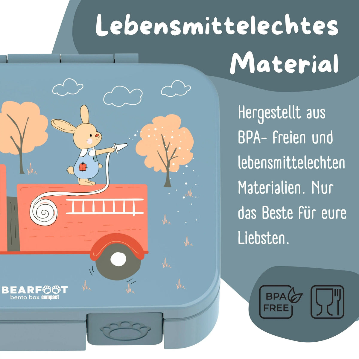 Brotdose mit Fächern, leicht & auslaufsicher - Feuerwehr: 1.000ml BEARFOOT      NATURKINDCHEN