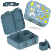 Brotdose mit Fächern, leicht & auslaufsicher - Sticker blau: 1.000ml BEARFOOT      NATURKINDCHEN