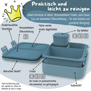 Brotdose mit Fächern, leicht & auslaufsicher - Sticker blau: 1.000ml BEARFOOT      NATURKINDCHEN