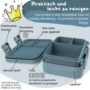 Brotdose mit Fächern, leicht & auslaufsicher - Sticker blau: 1.000ml BEARFOOT      NATURKINDCHEN