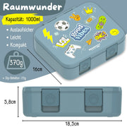 Brotdose mit Fächern, leicht & auslaufsicher - Sticker blau: 1.000ml BEARFOOT      NATURKINDCHEN