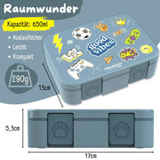 Brotdose mit Fächern, leicht & auslaufsicher - Sticker blau: 1.000ml BEARFOOT      NATURKINDCHEN