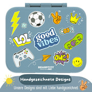 Brotdose mit Fächern, leicht & auslaufsicher - Sticker blau: 1.000ml BEARFOOT      NATURKINDCHEN