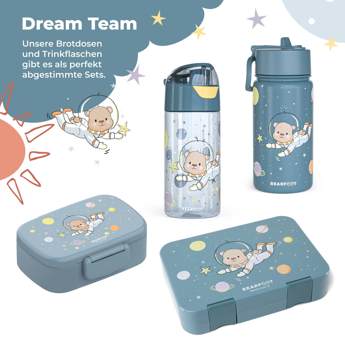 Thermo Kinder Trinkflasche Edelstahl - Astro Bär blau BEARFOOT      NATURKINDCHEN