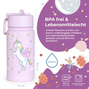 Thermo Kinder Trinkflasche Edelstahl - Einhorn lila BEARFOOT      NATURKINDCHEN