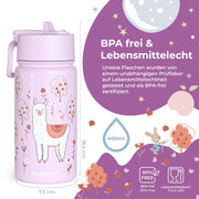 Thermo Kinder Trinkflasche Edelstahl - Lama lila BEARFOOT      NATURKINDCHEN