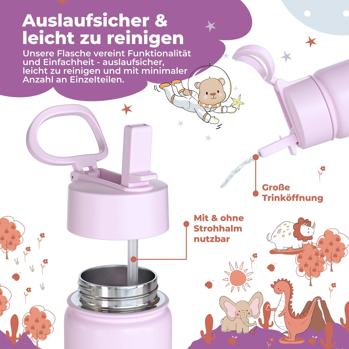 Thermo Kinder Trinkflasche Edelstahl - Lama lila BEARFOOT      NATURKINDCHEN