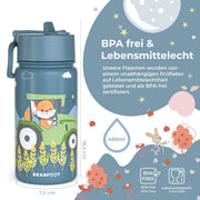 Thermo Kinder Trinkflasche Edelstahl - Traktor BEARFOOT      NATURKINDCHEN