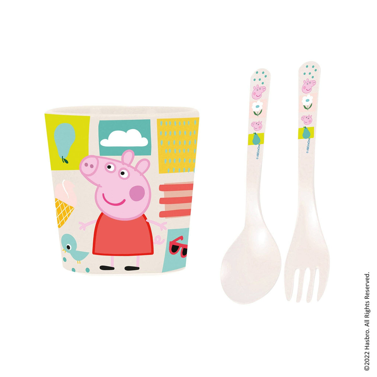 Becher + Besteckset  EASY EATER SET PEPPA PIG 3- teiliges Set: Cloud white Koziol ideas for friends GmbH      NATURKINDCHEN