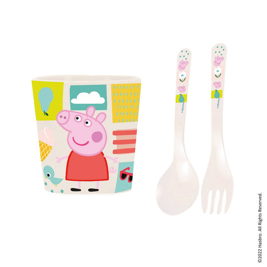 Becher + Besteckset  EASY EATER SET PEPPA PIG 3- teiliges Set: Cloud white Koziol ideas for friends GmbH      NATURKINDCHEN