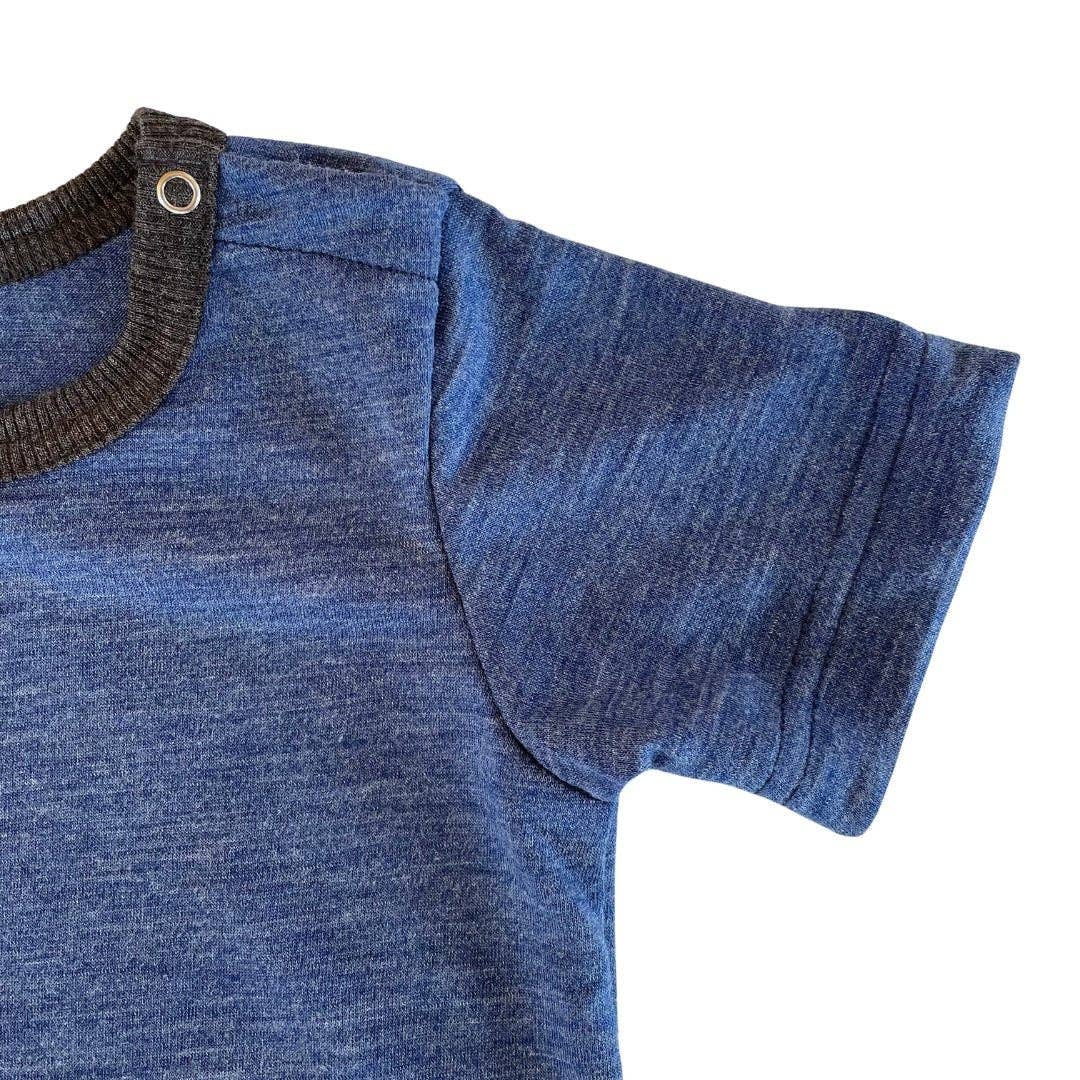Body royal blau kurzarm, Merinowolle & Seide (bio/GOTS): 74-80 Glückskind      NATURKINDCHEN