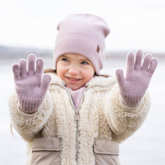 Strickhandschuhe aus Merinowolle und Cashmere für Kinder: Helles Grau / 5 - 7 Jahre menique      NATURKINDCHEN