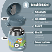 Thermobehälter Kinder Edelstahl - Traktor blau BEARFOOT      NATURKINDCHEN