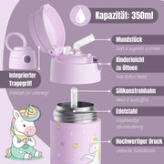 Thermo Kinder Trinkflasche Edelstahl - Einhorn lila BEARFOOT      NATURKINDCHEN