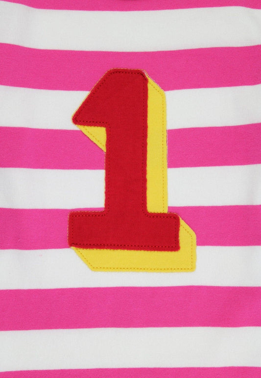 Bio One Applikation Pink Gestreiftes Langarmshirt: 1-2 Jahre/ 92 cm Toby Tiger GmbH      NATURKINDCHEN