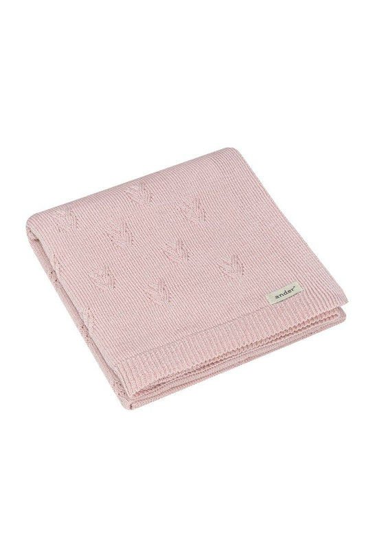 Decke DIEGO aus 100% MERINOWOLLE Hergestellt in Polen: Puder rosa / 75x100 cm Ander      NATURKINDCHEN