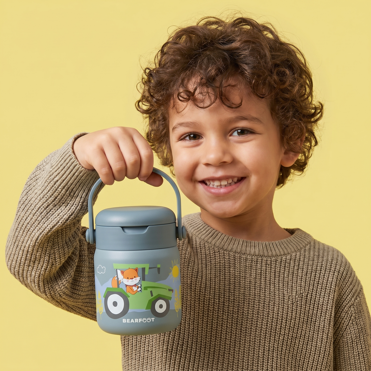 Thermobehälter Kinder Edelstahl - Traktor blau BEARFOOT      NATURKINDCHEN