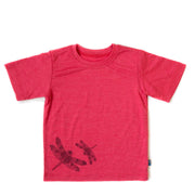 T-Shirt himbeere mit Libelle, Merinowolle & Seide (bio/GOTS): 98-104 Glückskind      NATURKINDCHEN