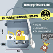 Thermobehälter Kinder Edelstahl - Bagger blau BEARFOOT      NATURKINDCHEN
