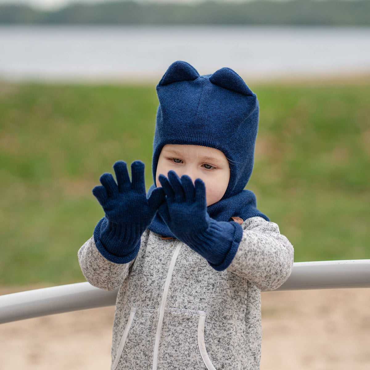 Strickhandschuhe aus Merinowolle für Kinder: Dunkelgrau / 3-6 JAHRE menique      NATURKINDCHEN