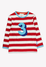 Langarmshirt mit drei Applikationen und roten Streifen aus Bio-Baumwolle: 3-4 Jahre//104 cm Toby Tiger GmbH      NATURKINDCHEN