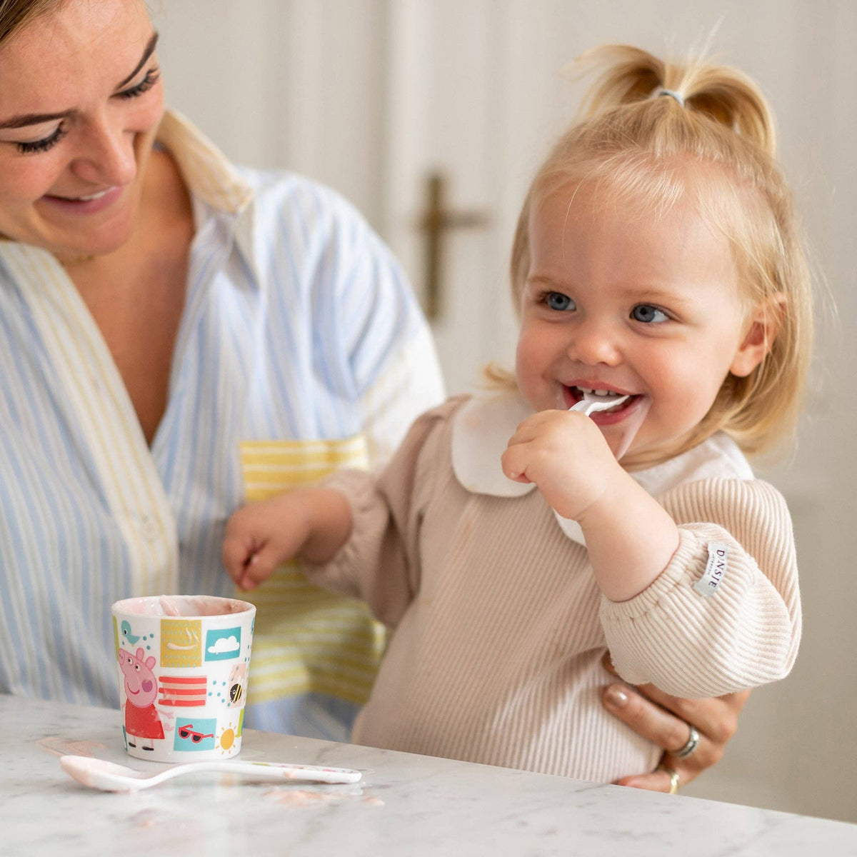 Becher + Besteckset  EASY EATER SET PEPPA PIG 3- teiliges Set: Cloud white Koziol ideas for friends GmbH      NATURKINDCHEN