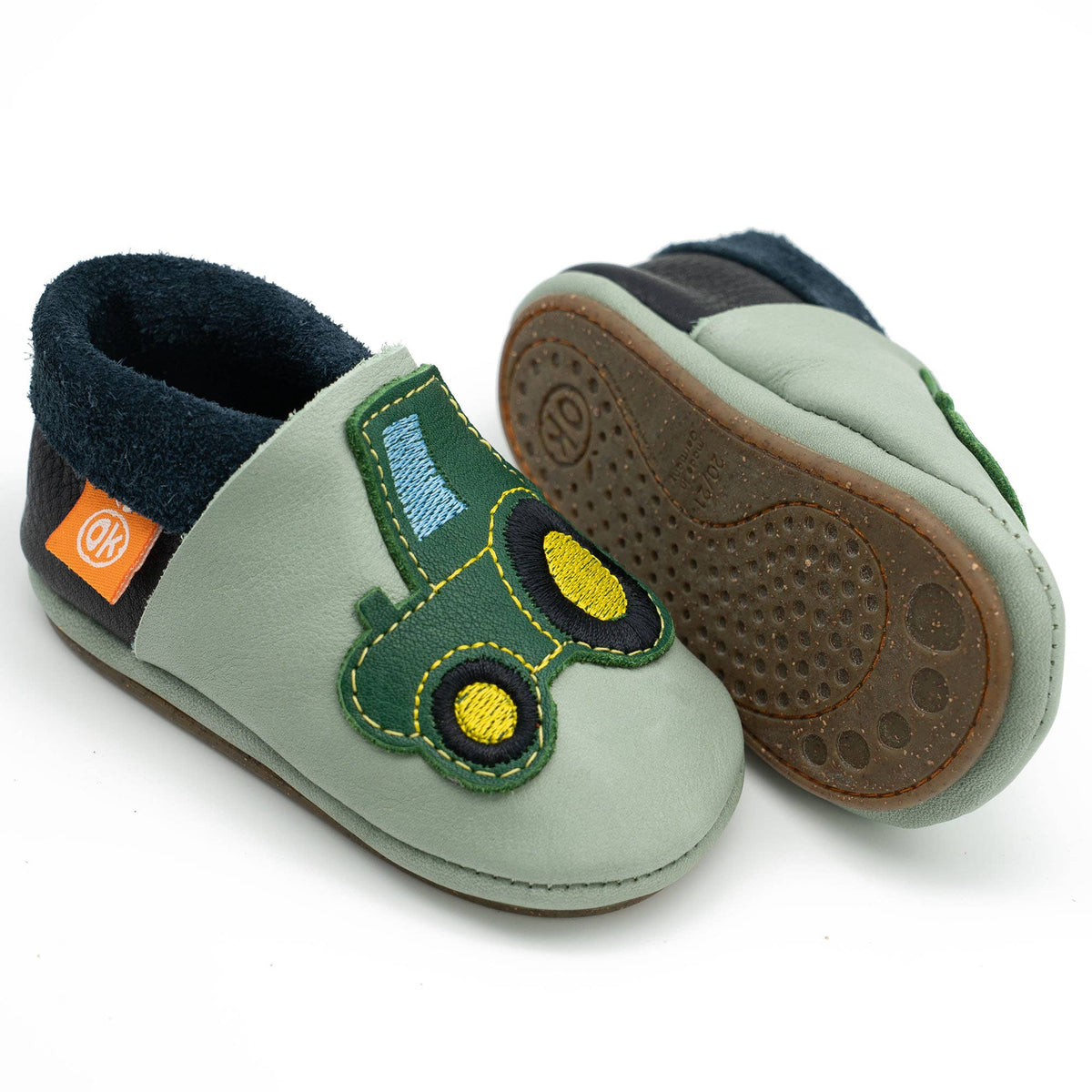 Barfußschuhe AMIGO Motiv Trecker: Mint / 28/29 Orangenkinder®      NATURKINDCHEN