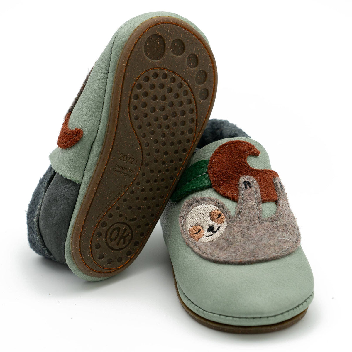 Barfußschuhe AMIGO Motiv Faultier: Mint / 28/29 Orangenkinder®      NATURKINDCHEN
