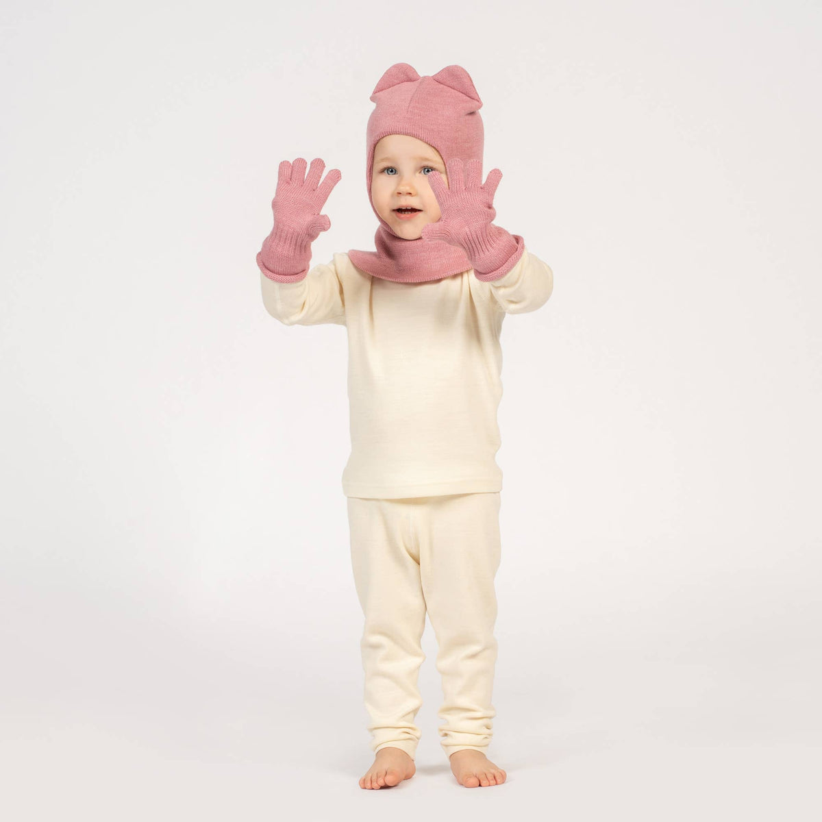 Strickhandschuhe aus Merinowolle für Kinder: Bonbon-Rosa / 1-3J menique      NATURKINDCHEN