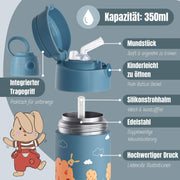Thermo Kinder Trinkflasche Edelstahl - Feuerwehr Hase blau BEARFOOT      NATURKINDCHEN