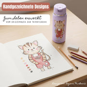 TINY Thermo Kinder Trinkflasche Edelstahl - Katze lila BEARFOOT      NATURKINDCHEN