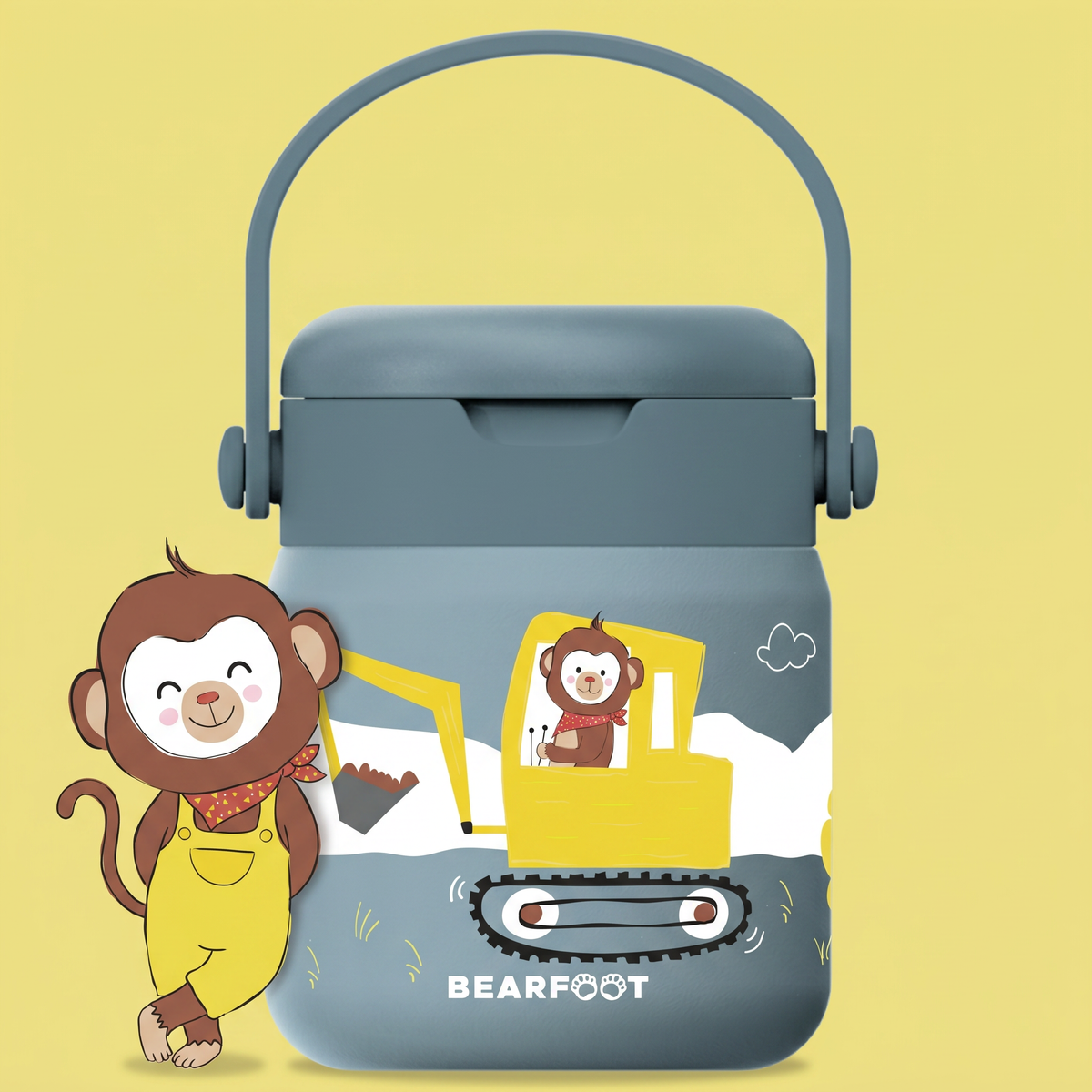 Thermobehälter Kinder Edelstahl - Bagger blau BEARFOOT      NATURKINDCHEN