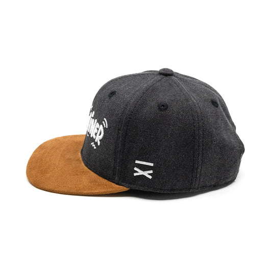 Schlawiner Snapback Cap für Kinder - Grau Filz (Kids L) Hand und Feuer