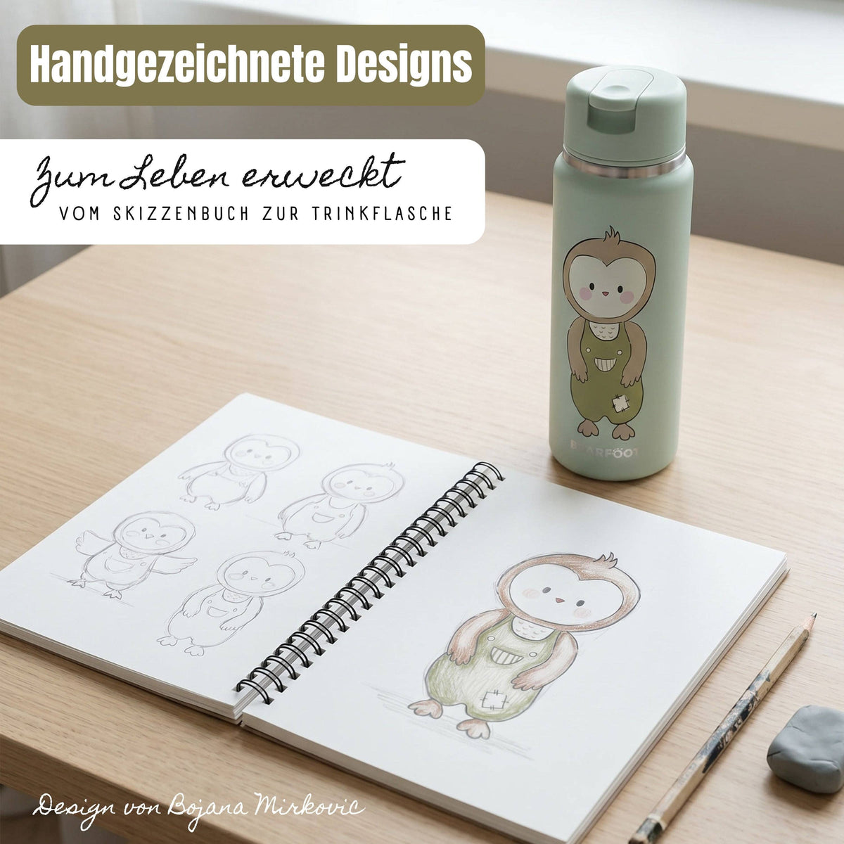 TINY Thermo Kinder Trinkflasche Edelstahl - Eule BEARFOOT      NATURKINDCHEN