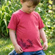 T-Shirt himbeere mit Libelle, Merinowolle & Seide (bio/GOTS): 98-104 Glückskind      NATURKINDCHEN