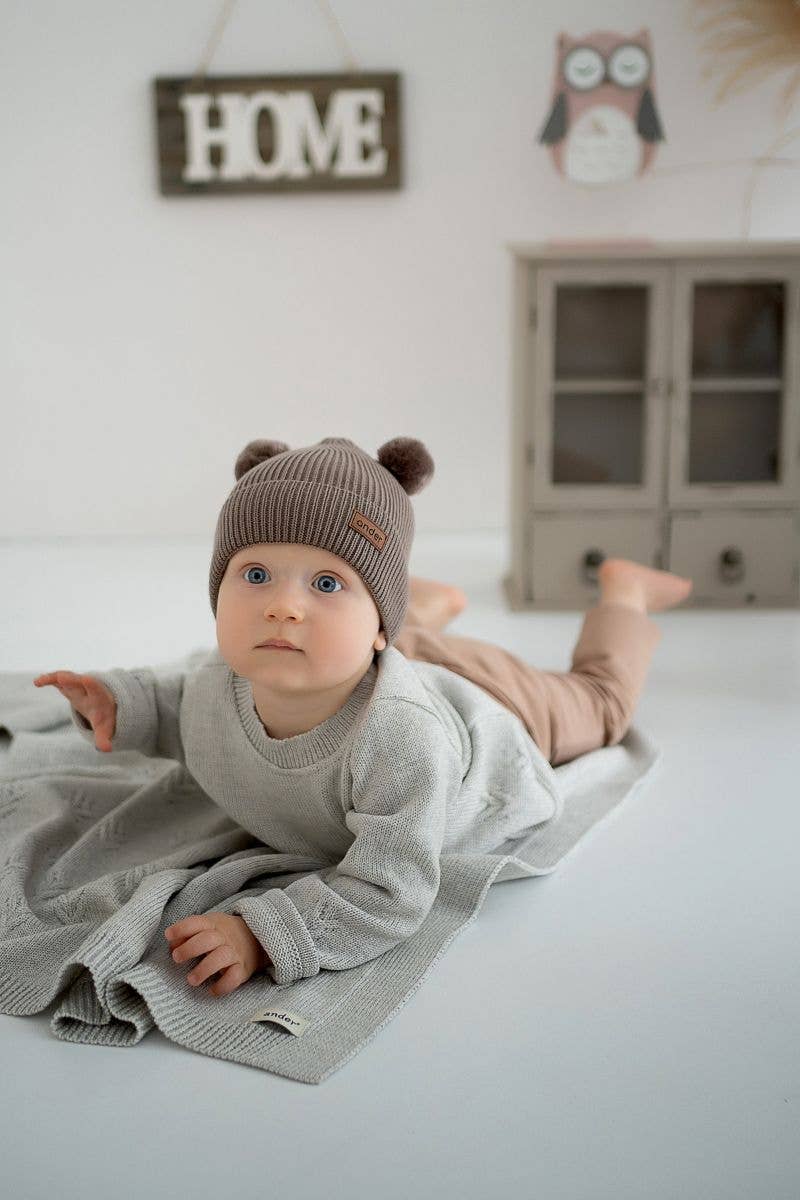 Decke DIEGO aus 100% MERINOWOLLE Hergestellt in Polen: Grau / 75x100 cm Ander      NATURKINDCHEN